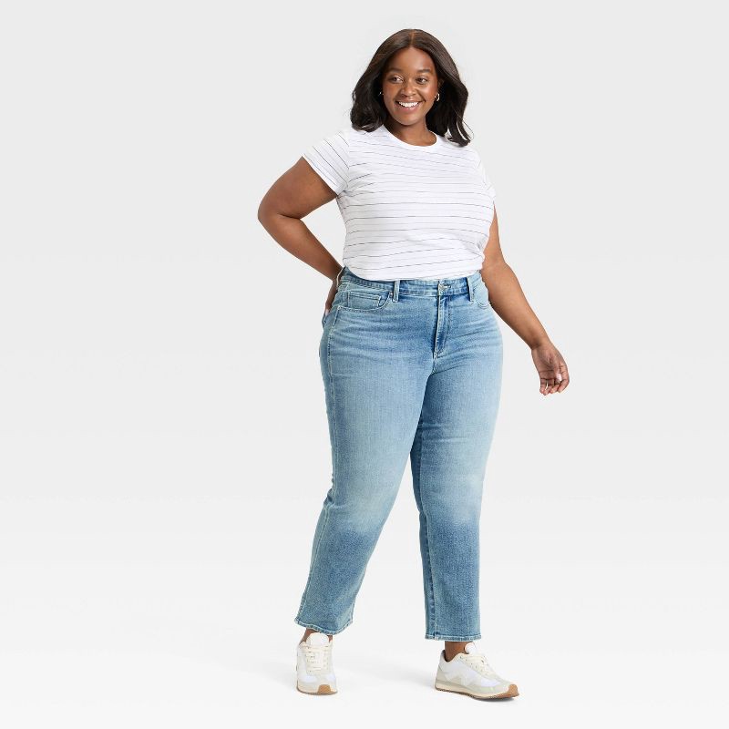 slide 3 of 5, Women's High-Rise Straight Jeans - Universal Thread™ Light Wash 17, 1 ct