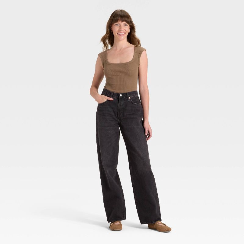 slide 3 of 4, Women's Mid-Rise 90's Baggy Denim Jeans - Universal Thread™ Washed Black 8, 1 ct