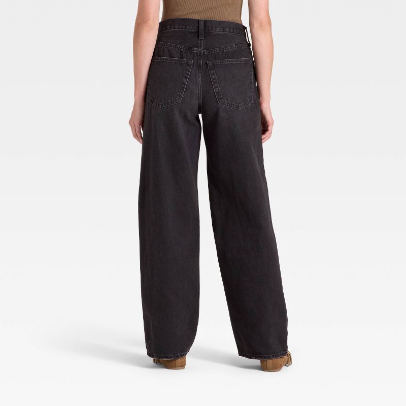 slide 2 of 4, Women's Mid-Rise 90's Baggy Denim Jeans - Universal Thread™ Washed Black 12, 1 ct