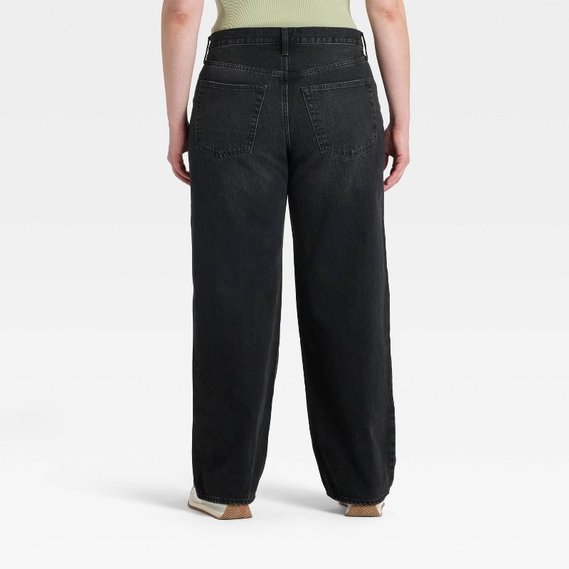slide 4 of 4, Women's Mid-Rise 90's Baggy Denim Jeans - Universal Thread™ Washed Black 12, 1 ct