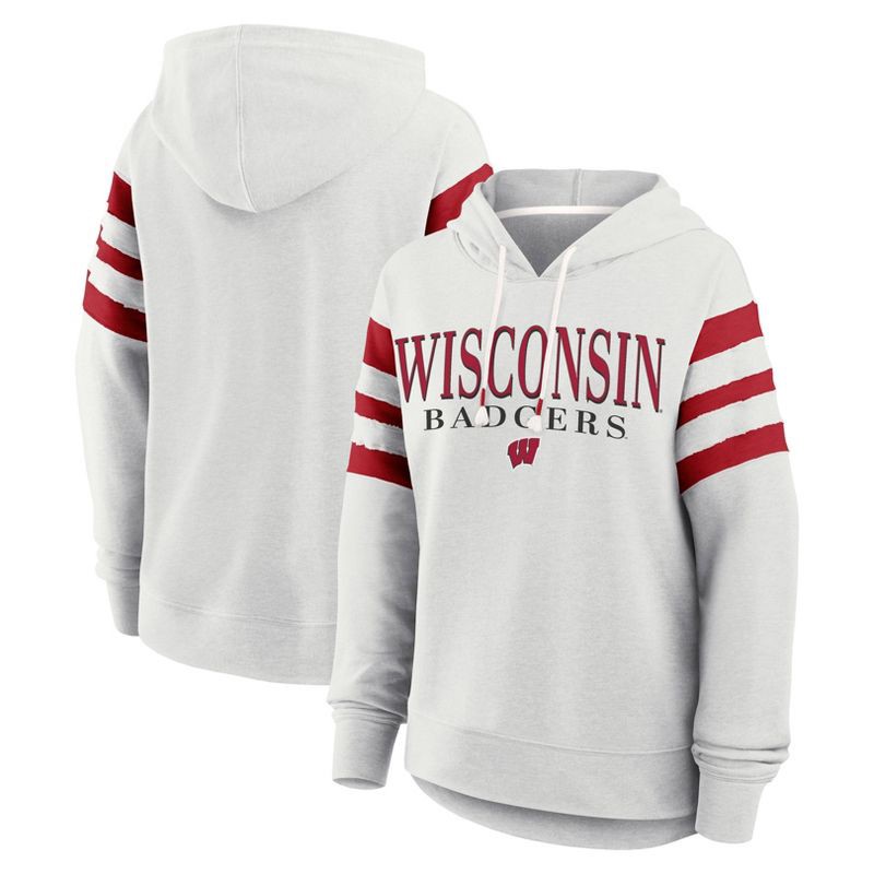 slide 3 of 3, NCAA Wisconsin Badgers Women's Gray Fashion Hooded Sweatshirt - L, 1 ct