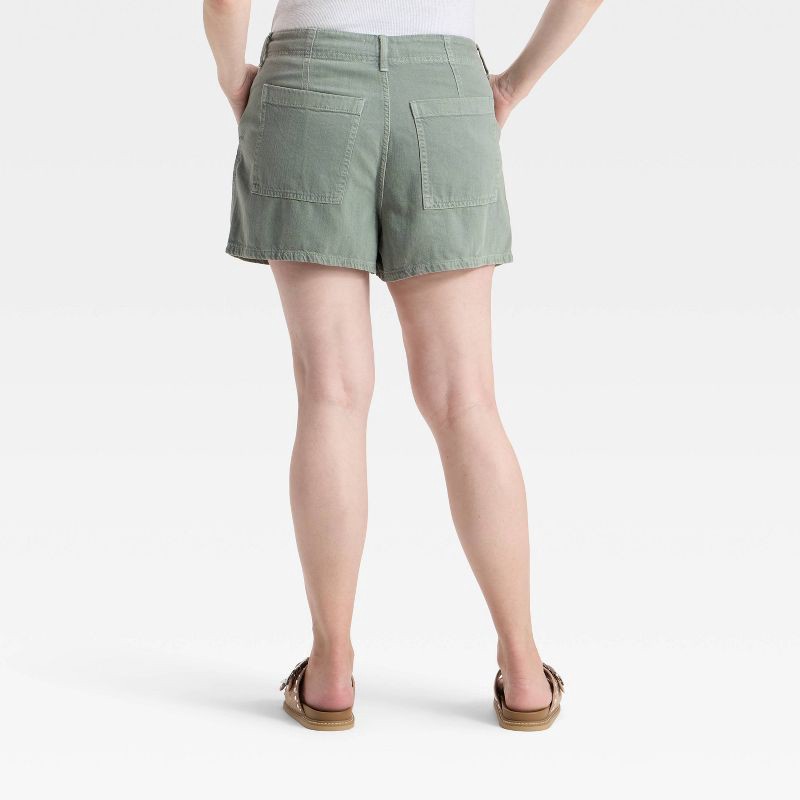 slide 5 of 5, Women's High-Rise Pleated Jean Shorts - Universal Thread™ Light Green 12, 1 ct