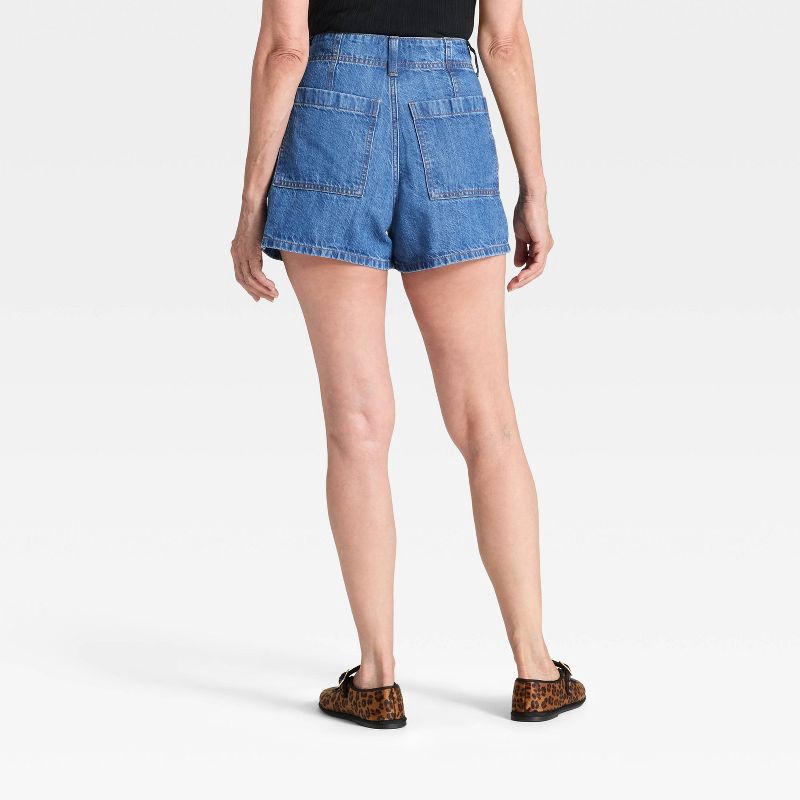 slide 2 of 5, Women's High-Rise Pleated Jean Shorts - Universal Thread™ Dark Wash 6, 1 ct