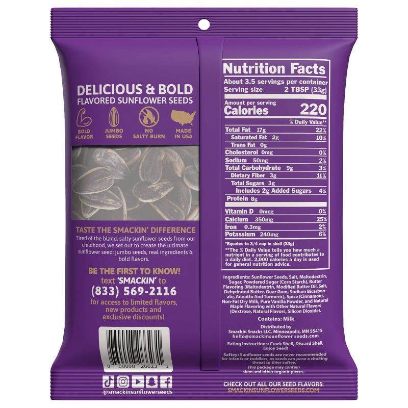 slide 2 of 4, SMACKIN' Cinnamon Churro Sunflower Seeds - 4oz, 4 oz