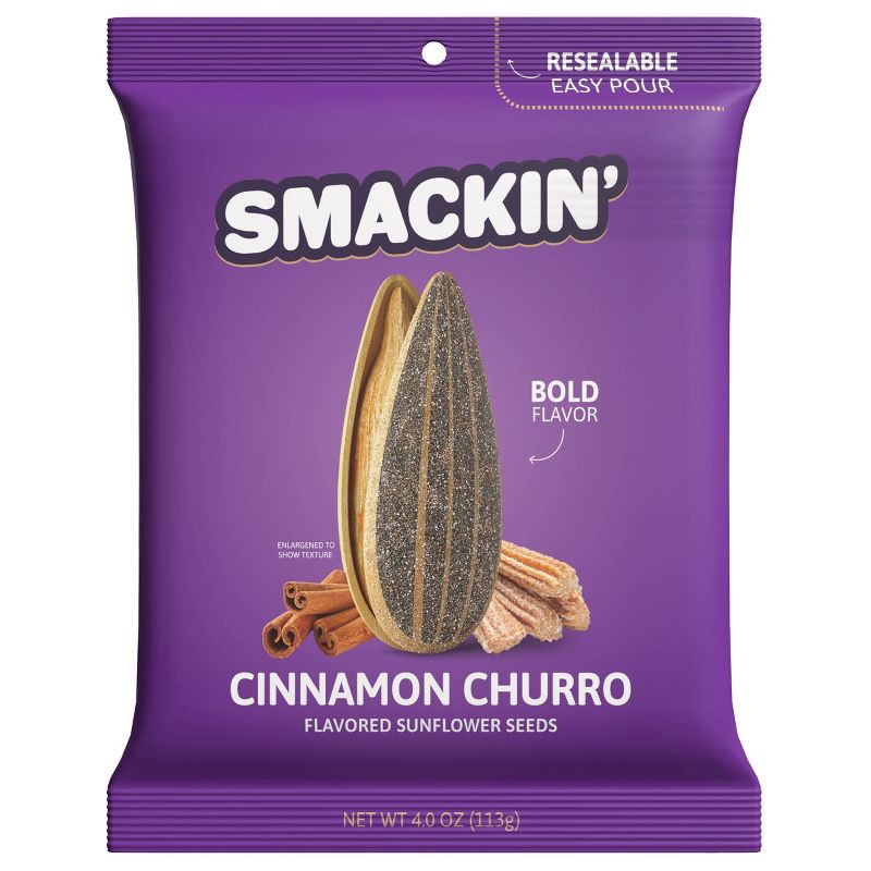 slide 1 of 4, SMACKIN' Cinnamon Churro Sunflower Seeds - 4oz, 4 oz