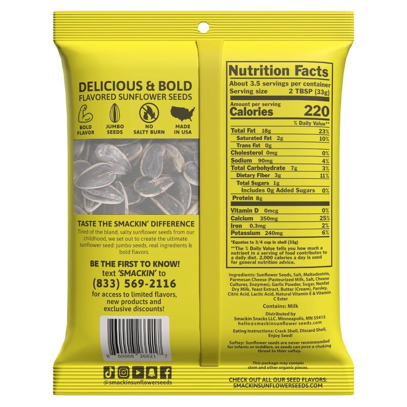 slide 2 of 4, SMACKIN' Garlic Parmesan Sunflower Seeds - 4oz, 4 oz