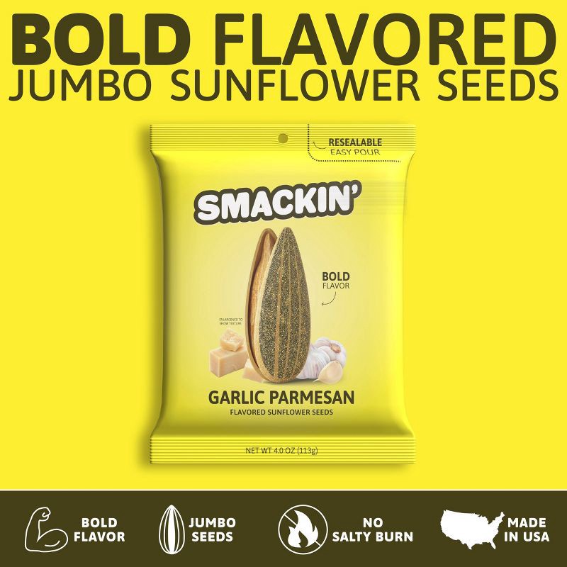 slide 3 of 4, SMACKIN' Garlic Parmesan Sunflower Seeds - 4oz, 4 oz