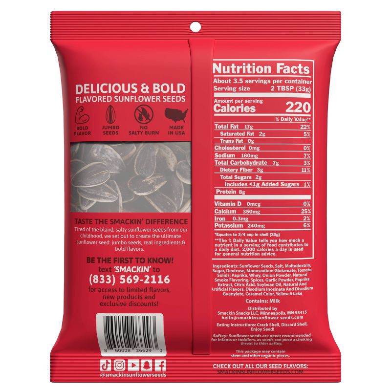 slide 2 of 4, SMACKIN' Backyard BBQ Sunflower Seeds - 4oz, 4 oz