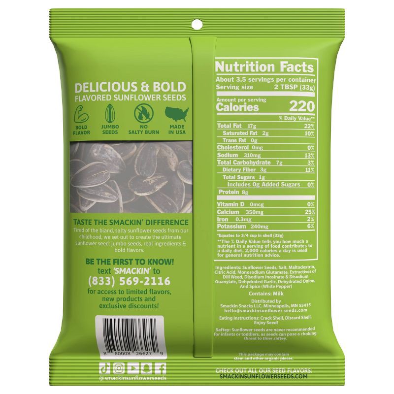 slide 2 of 4, SMACKIN' Dill Pickle Sunflower Seeds - 4oz, 4 oz