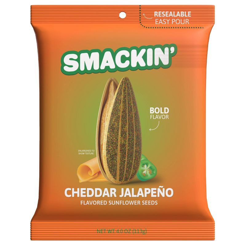 slide 1 of 4, SMACKIN' Cheddar Jalapeño Sunflower Seeds - 4oz, 4 oz