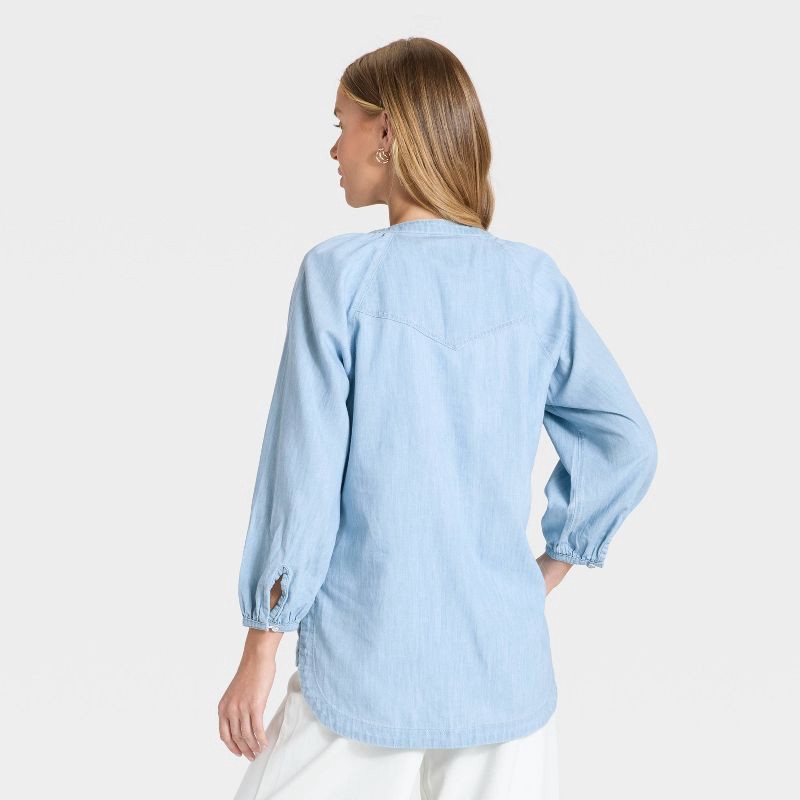 slide 2 of 5, Women's Poet Button-Down Denim Shirt - Universal Thread™ Light Wash M, 1 ct