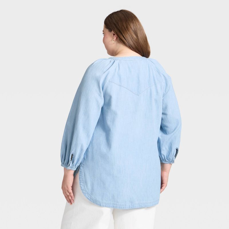 slide 2 of 3, Women's Poet Button-Down Denim Shirt - Universal Thread™ Light Wash XXL, 1 ct