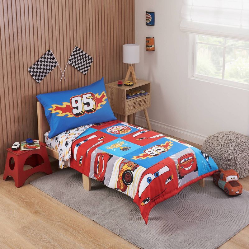 slide 10 of 10, 4pc Cars Toddler Bed Set, 4 ct