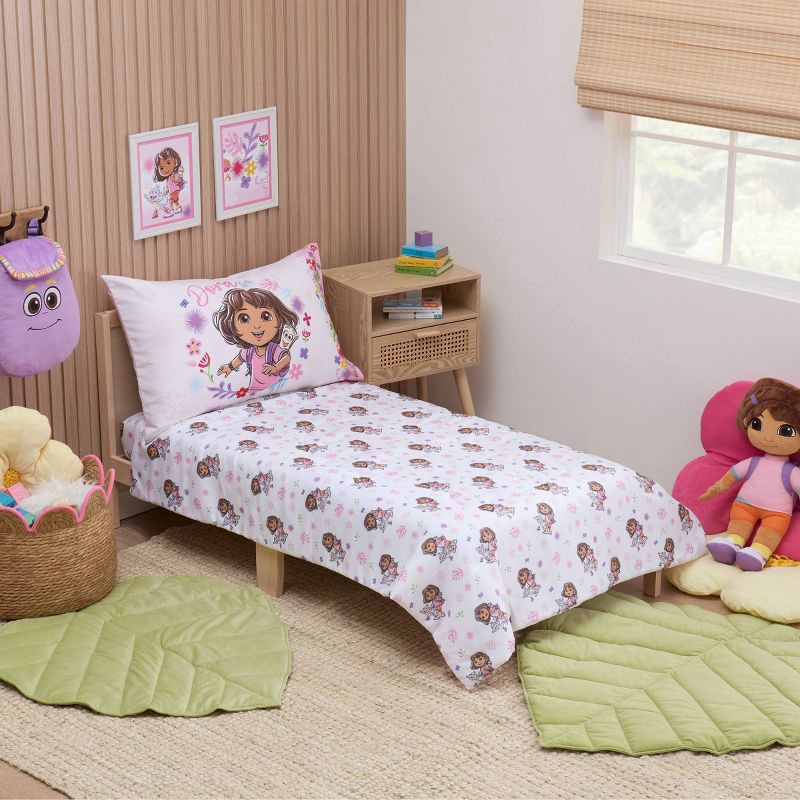 slide 10 of 10, 4pc Dora Toddler Bed Set, 4 ct