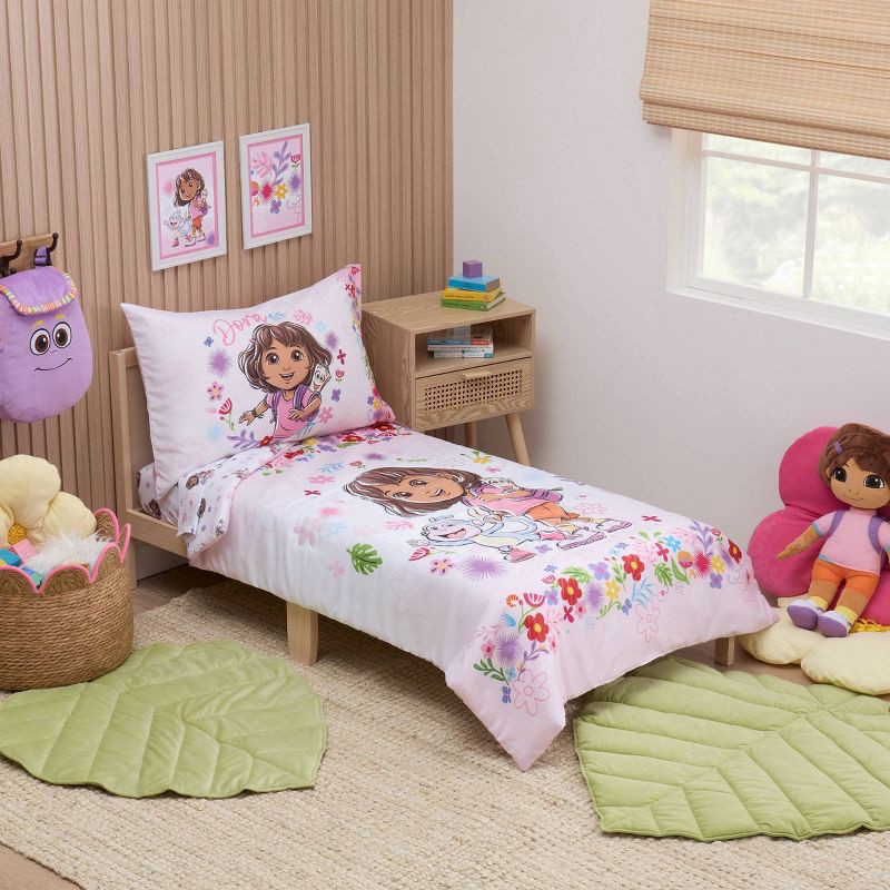 slide 7 of 10, 4pc Dora Toddler Bed Set, 4 ct