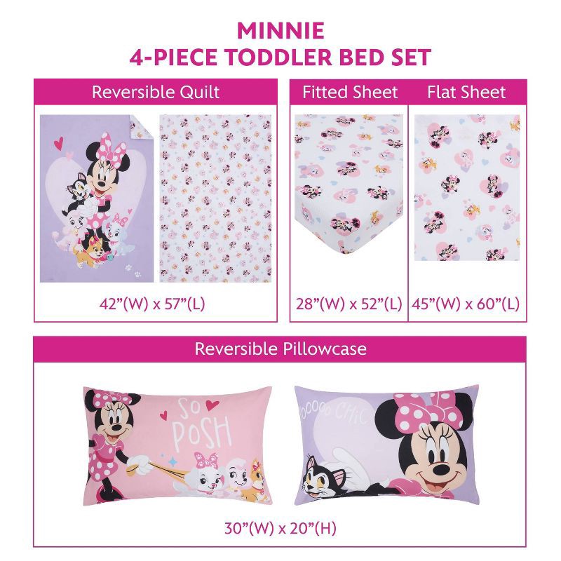 slide 7 of 10, 4pc Toddler Minnie Mouse Reversible Bed Set, 4 ct