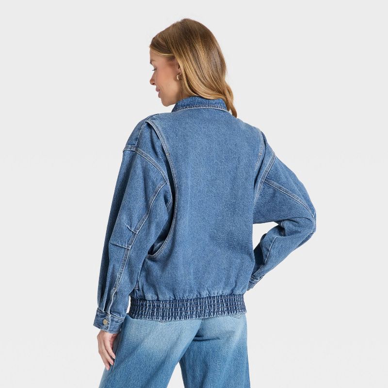 slide 2 of 3, Women's Relaxed Bomber Denim Jacket - Universal Thread™ Medium Wash M, 1 ct