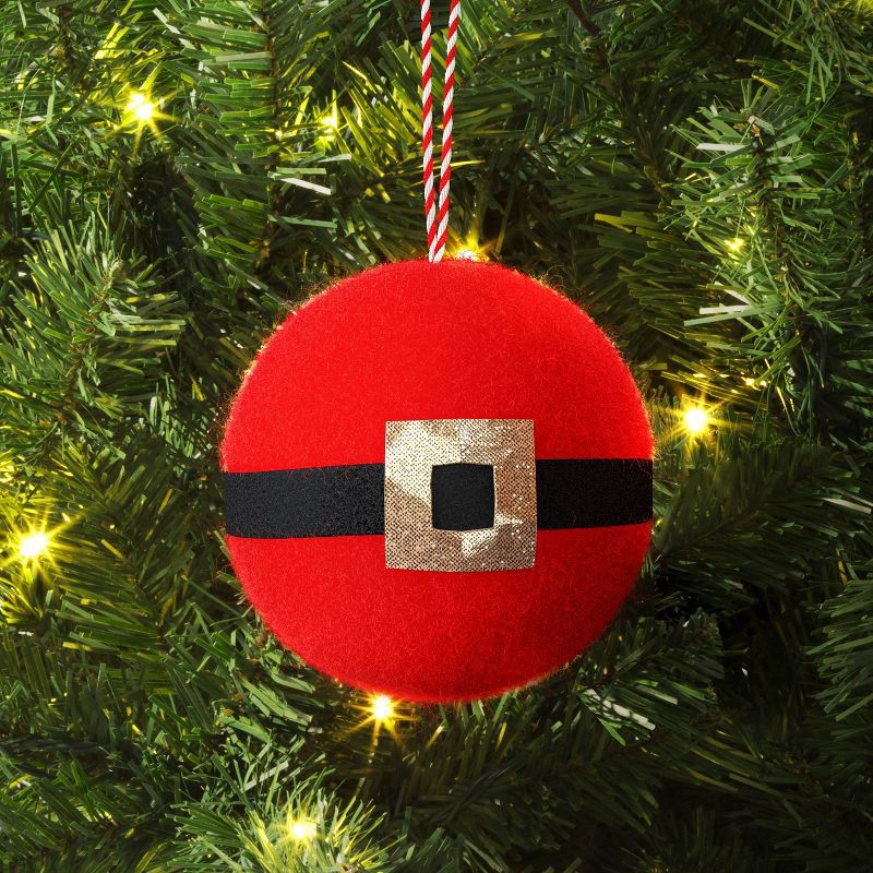 slide 2 of 3, Christmas Felted Wool Santa Belt Ball Ornament - Wondershop™, 1 ct