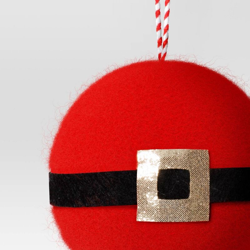 slide 3 of 3, Christmas Felted Wool Santa Belt Ball Ornament - Wondershop™, 1 ct