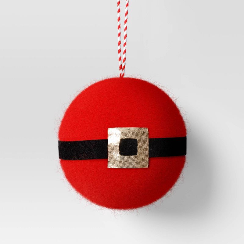 slide 1 of 3, Christmas Felted Wool Santa Belt Ball Ornament - Wondershop™, 1 ct