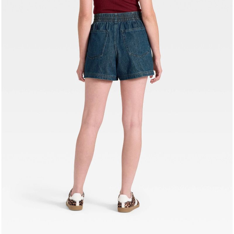 slide 4 of 5, Women's High-Rise Drawstring Denim Beach Shorts - Universal Thread™ Dark Wash S, 1 ct