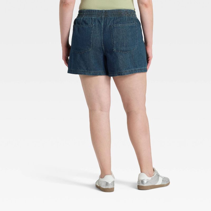 slide 5 of 5, Women's High-Rise Drawstring Denim Beach Shorts - Universal Thread™ Dark Wash L, 1 ct