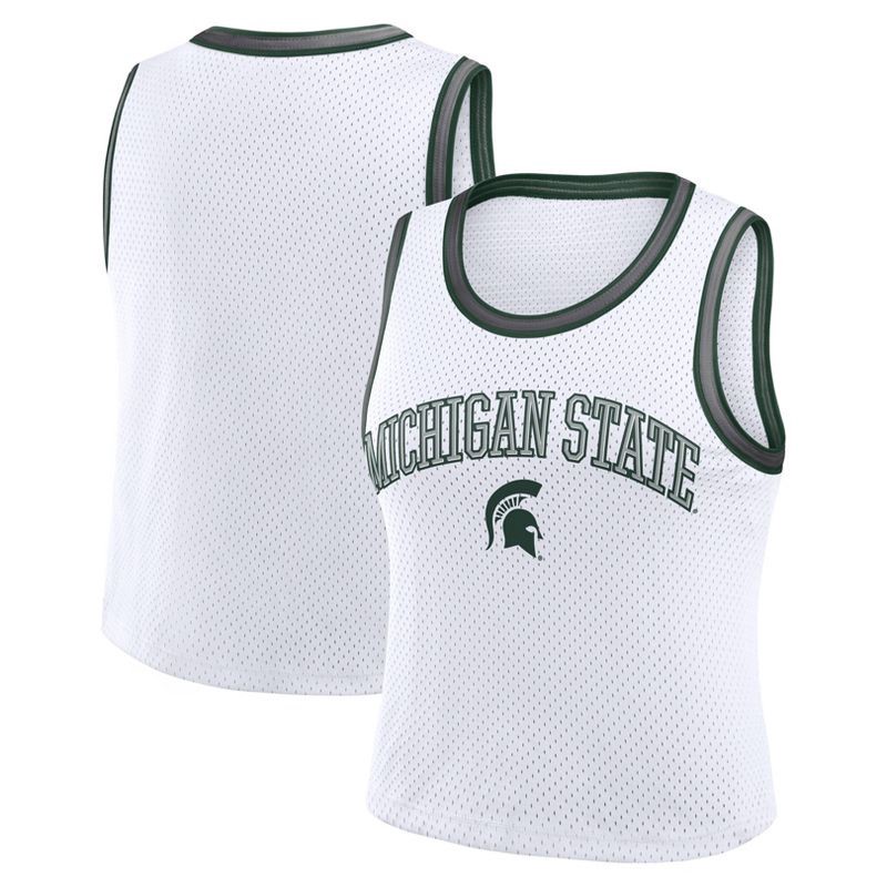 slide 3 of 3, NCAA Michigan State Spartans Women's White Cropped Jersey - S, 1 ct