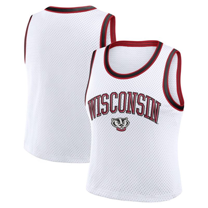 slide 3 of 3, NCAA Wisconsin Badgers Women's White Cropped Jersey - S, 1 ct
