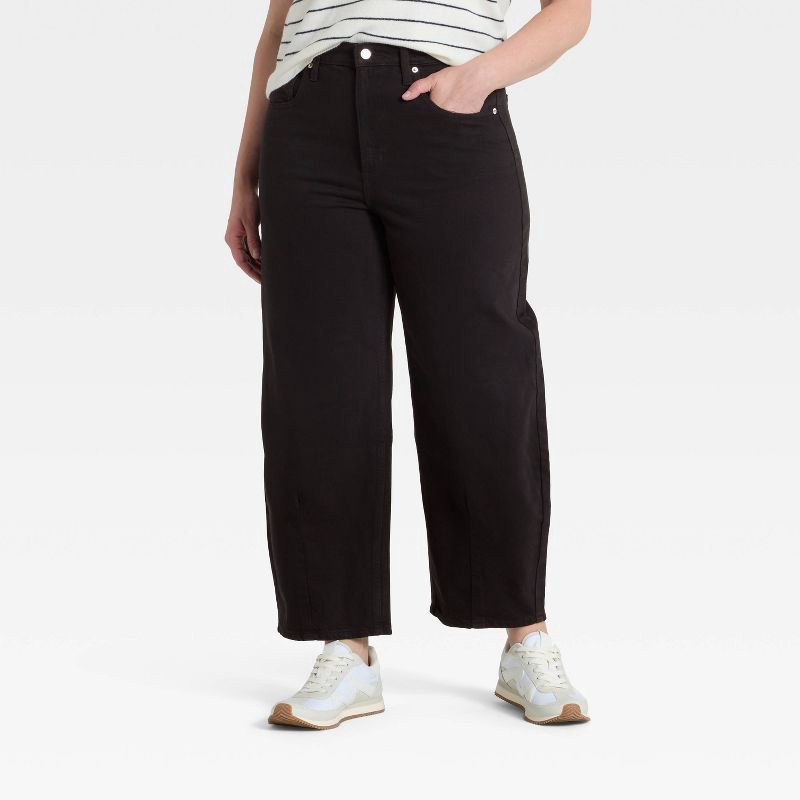 slide 4 of 5, Women's High-Rise Easy Barrel Ankle Jeans - Universal Thread™ Black Wash 10, 1 ct