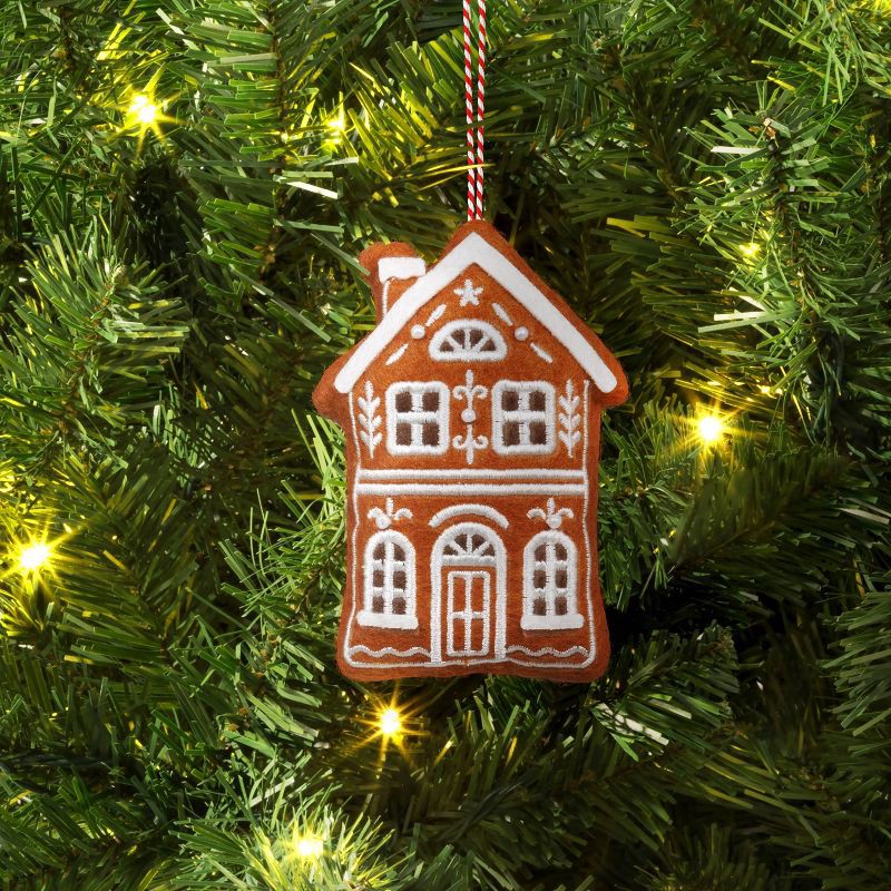 slide 2 of 3, Christmas Fabric Gingerbread House with Chimney Ornament - Wondershop™, 1 ct