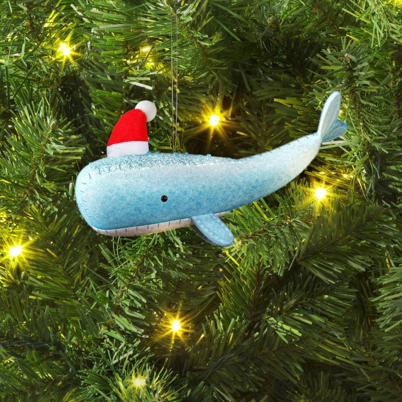 slide 2 of 3, Christmas Fabric Whale with Hat Ornament - Wondershop™, 1 ct
