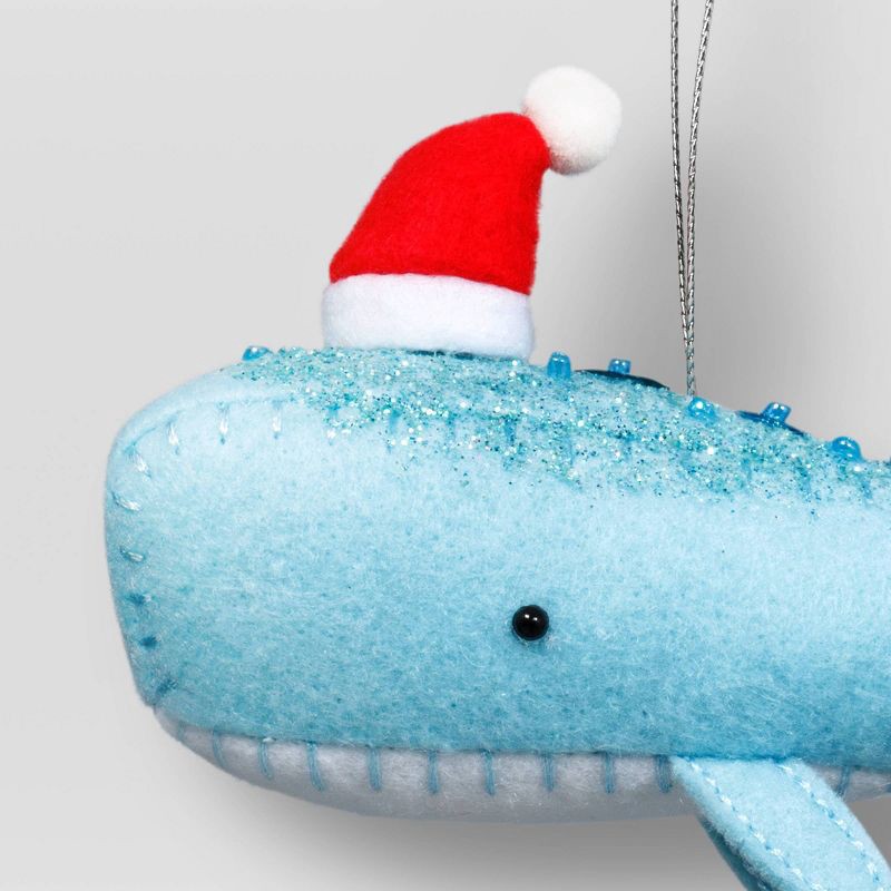 slide 3 of 3, Christmas Fabric Whale with Hat Ornament - Wondershop™, 1 ct
