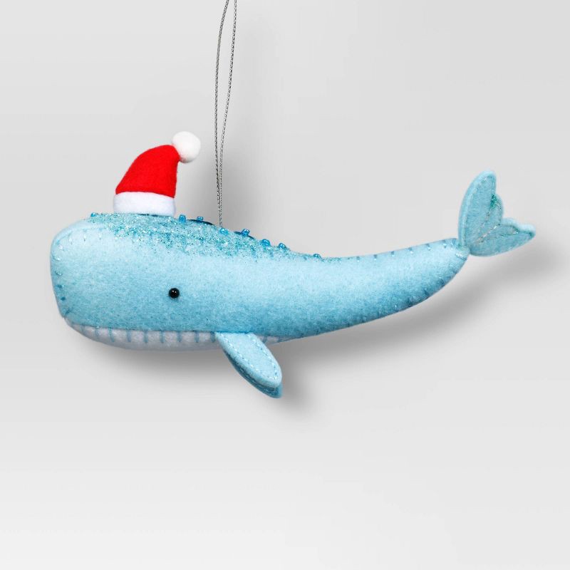 slide 1 of 3, Christmas Fabric Whale with Hat Ornament - Wondershop™, 1 ct