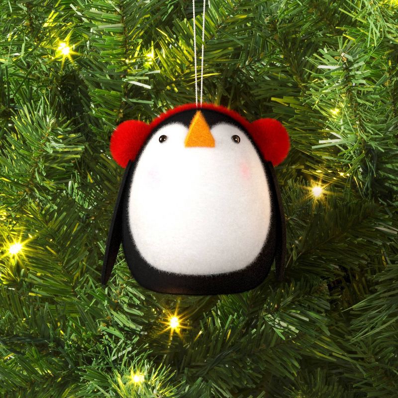 slide 2 of 3, Christmas Felted Wool Penguin Ornament with Earmuffs - Wondershop™, 1 ct