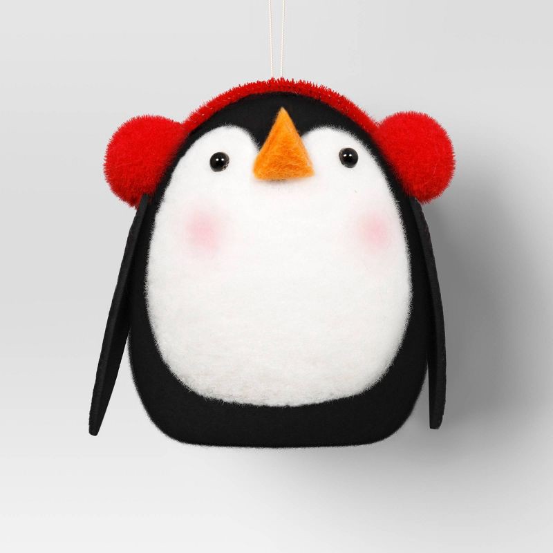 slide 1 of 3, Christmas Felted Wool Penguin Ornament with Earmuffs - Wondershop™, 1 ct