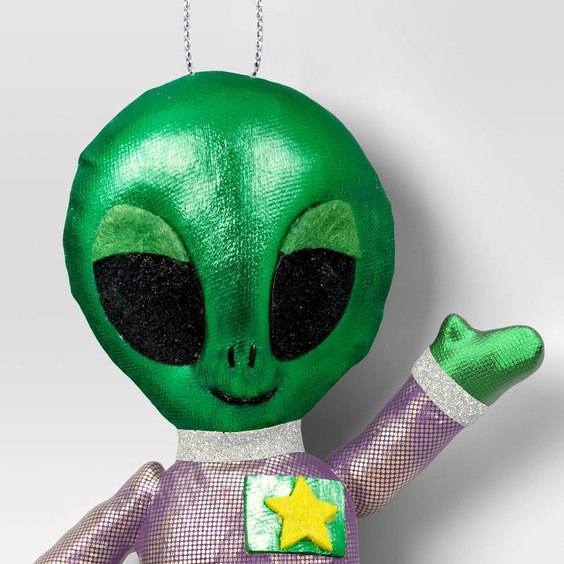 slide 3 of 3, 5.25" Christmas Fabric Metallic Alien Ornament - Wondershop™, 1 ct