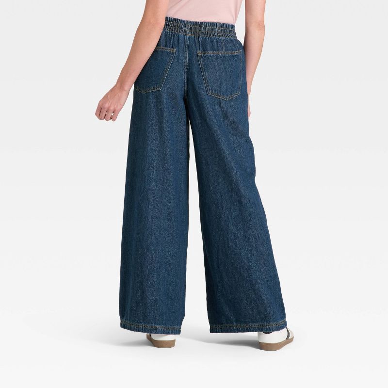 slide 4 of 5, Women's High-Rise Drawstring Wide Leg Relaxed Fit Beach Pants - Universal Thread™ Dark Wash XL, 1 ct