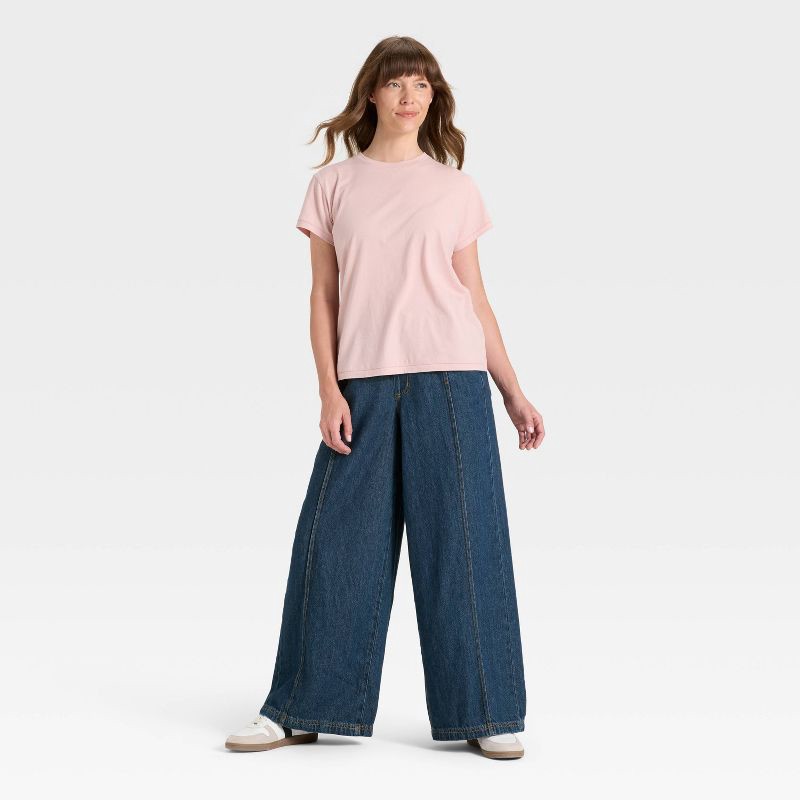 slide 5 of 5, Women's High-Rise Drawstring Wide Leg Relaxed Fit Beach Pants - Universal Thread™ Dark Wash XL, 1 ct