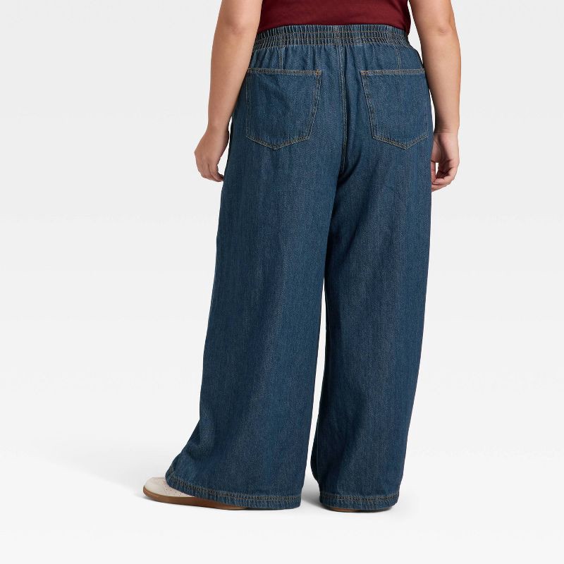 slide 4 of 5, Women's High-Rise Drawstring Wide Leg Relaxed Fit Beach Pants - Universal Thread™ Dark Wash XXL, 1 ct
