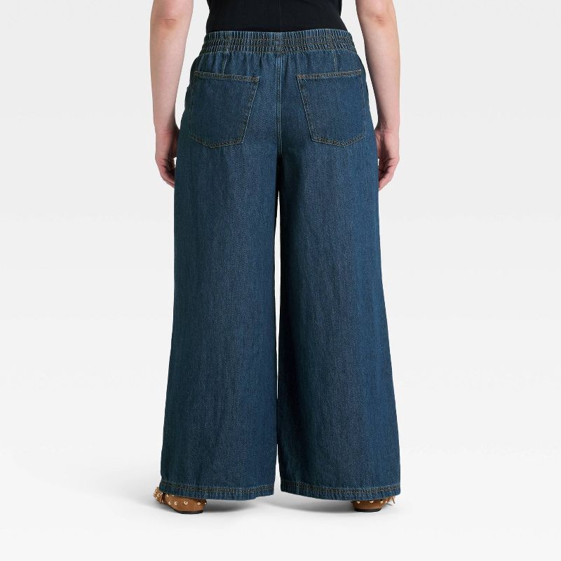 slide 3 of 5, Women's High-Rise Drawstring Wide Leg Relaxed Fit Beach Pants - Universal Thread™ Dark Wash XXL, 1 ct