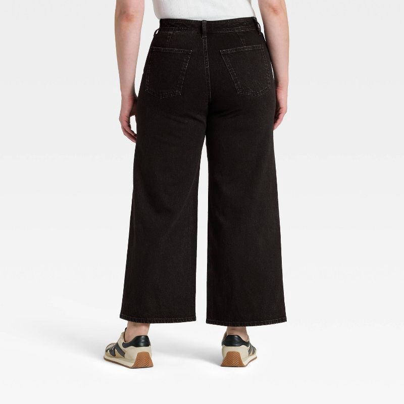 slide 5 of 5, Women's High-Rise Sailor Wide Leg Ankle Jeans - Universal Thread™ Black 10, 1 ct