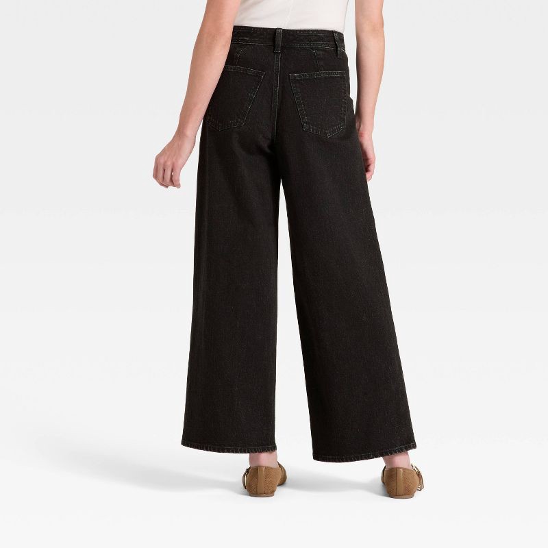 slide 2 of 5, Women's High-Rise Sailor Wide Leg Ankle Jeans - Universal Thread™ Black 14, 1 ct
