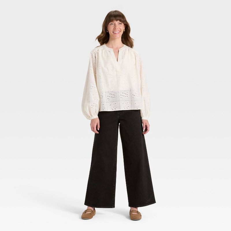 slide 3 of 5, Women's High-Rise Sailor Wide Leg Ankle Jeans - Universal Thread™ Black 14, 1 ct