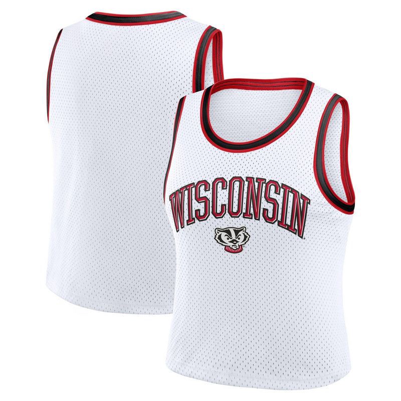 slide 3 of 3, NCAA Wisconsin Badgers Women's White Cropped Jersey - L, 1 ct