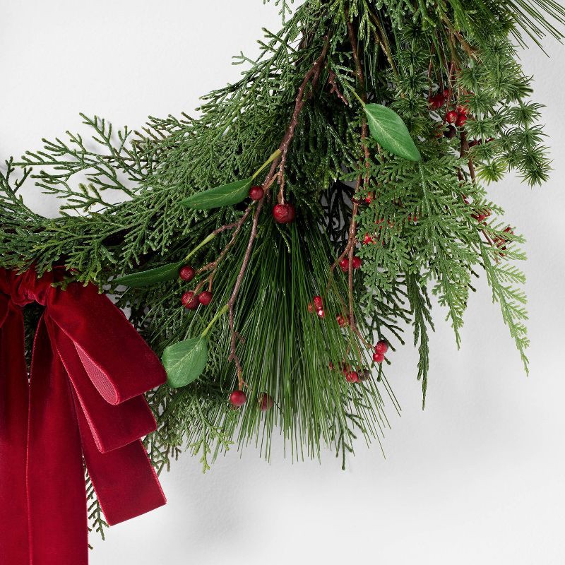 slide 3 of 4, Threshold designed w/Studio McGee 26" Christmas Wreath Red/Green - Threshold™ designed with Studio McGee, 1 ct