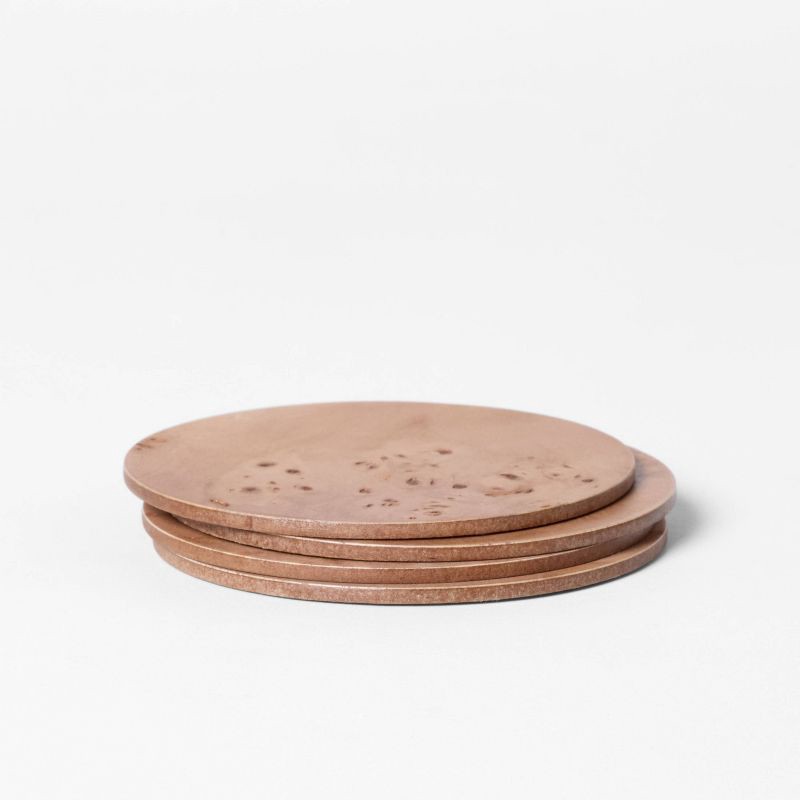 slide 3 of 3, Threshold designed w/Studio McGee 4pc Burl Wood Coaster Set Brown - Threshold™ designed with Studio McGee, 4 ct