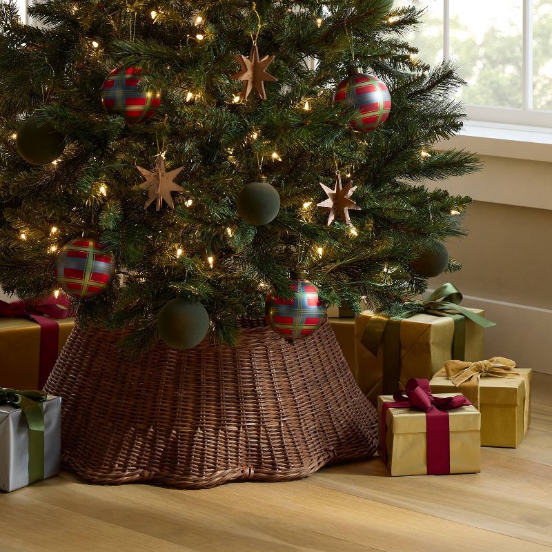 slide 2 of 3, Threshold designed w/Studio McGee Set of 4 Plaid Glass Christmas Ornaments - Threshold™ designed with Studio McGee, 1 ct