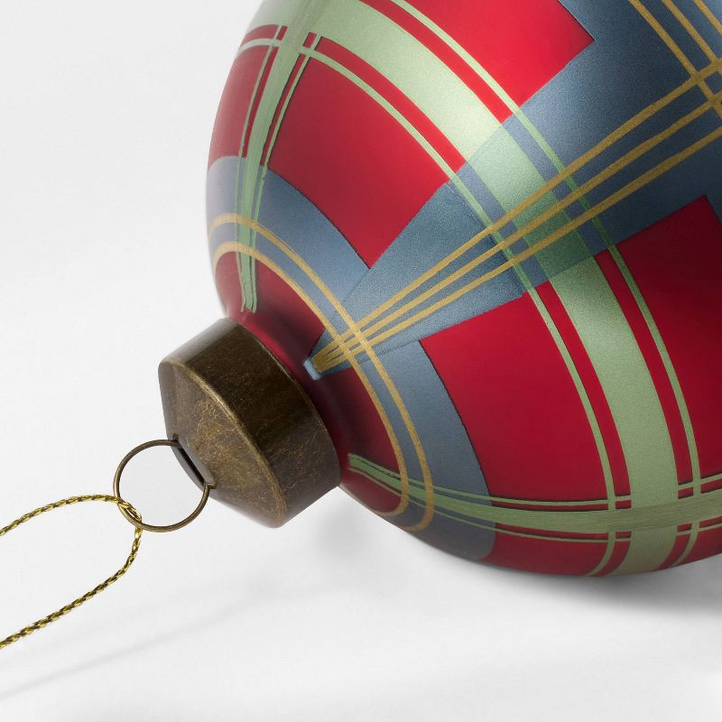 slide 3 of 3, Threshold designed w/Studio McGee Set of 4 Plaid Glass Christmas Ornaments - Threshold™ designed with Studio McGee, 1 ct