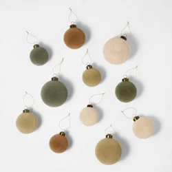 Threshold designed w/Studio McGee Set of 11 Velvet Christmas Ornaments Green/Neutral/Cream - Threshold™ designed with Studio McGee