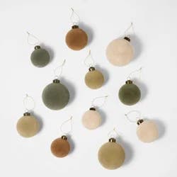 Threshold designed w/Studio McGee Set of 11 Velvet Christmas Ornaments Green/Neutral/Cream - Threshold™ designed with Studio McGee